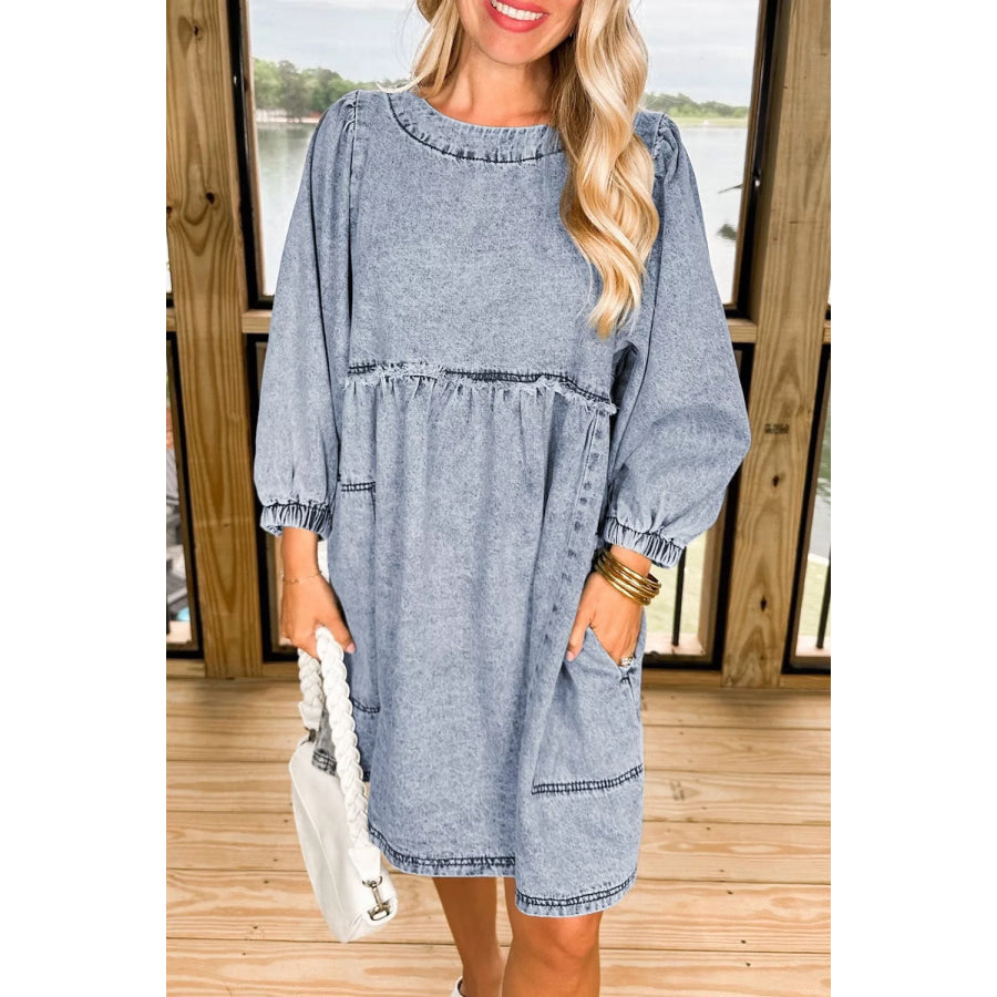 Vintage Wash Denim Dress with Pockets Medium / S Apparel and Accessories