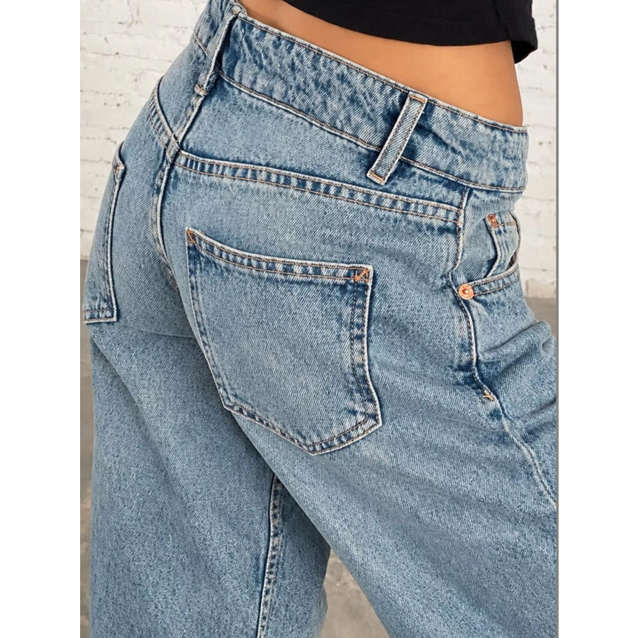 Vintage Wash Low-Rise Wide-Leg Jeans Apparel and Accessories