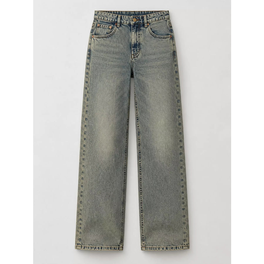Vintage Wash Low-Rise Wide-Leg Jeans Apparel and Accessories