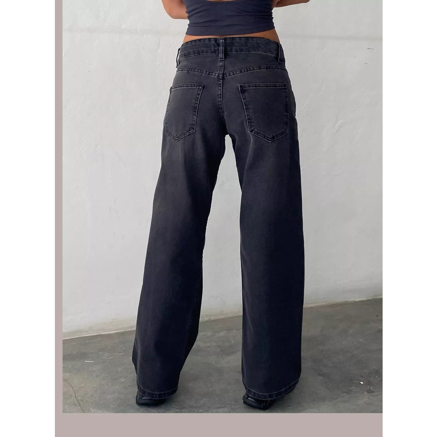Vintage Wash Low-Rise Wide-Leg Jeans Apparel and Accessories