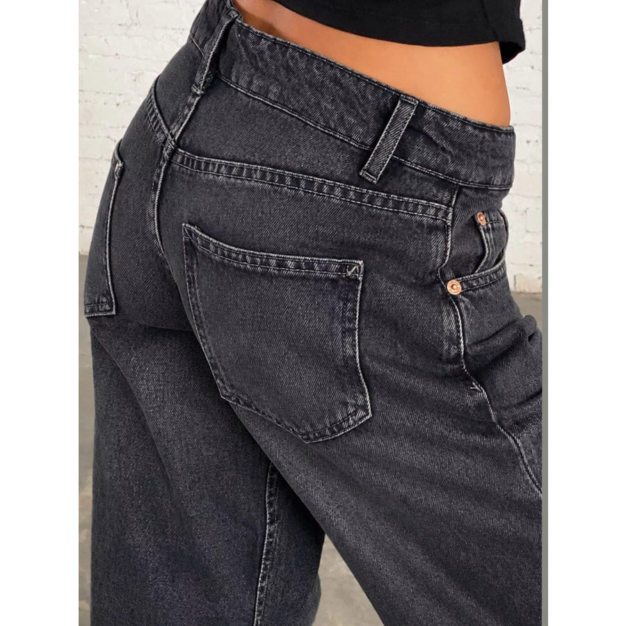 Vintage Wash Low-Rise Wide-Leg Jeans Apparel and Accessories