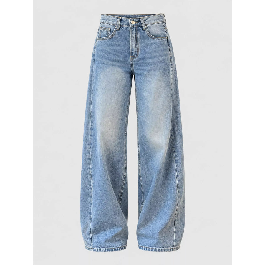 Vintage Wash Low-Rise Wide-Leg Jeans Apparel and Accessories
