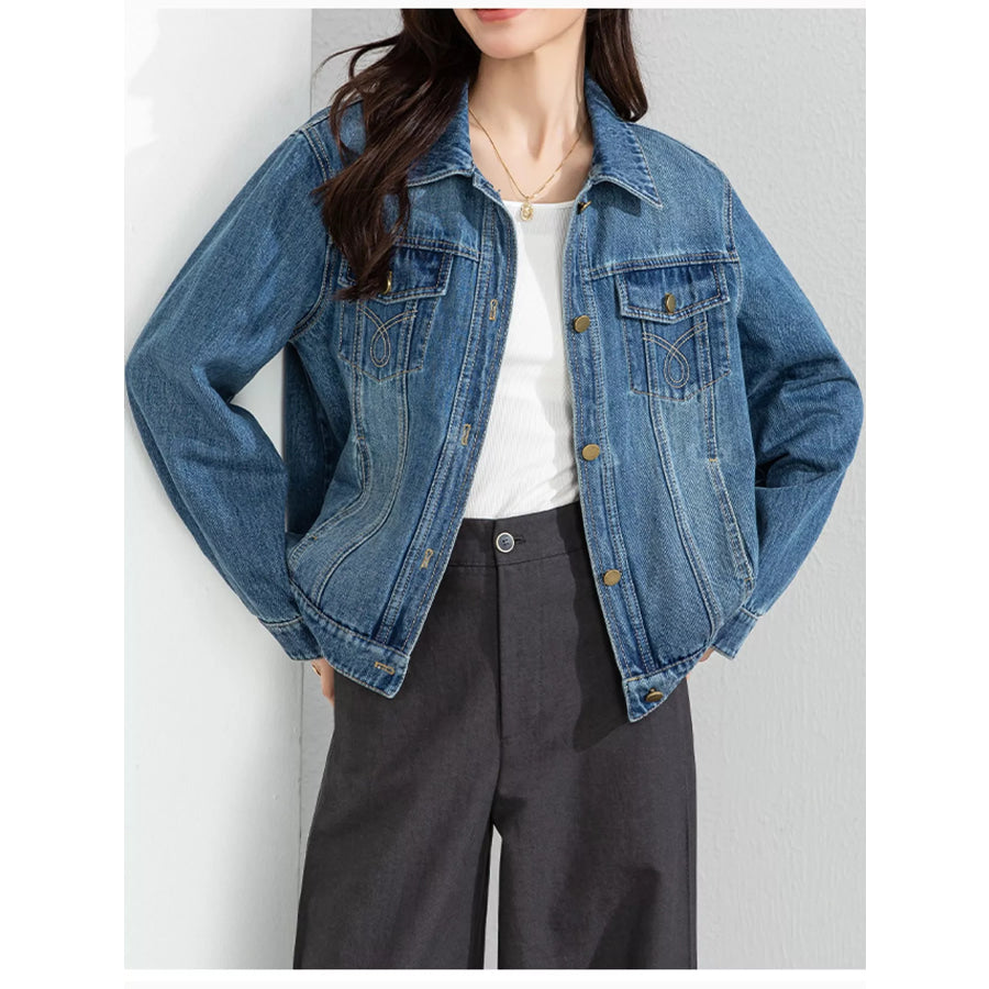 Vintage Wash Relaxed Fit Denim Jacket Blue / S Apparel and Accessories