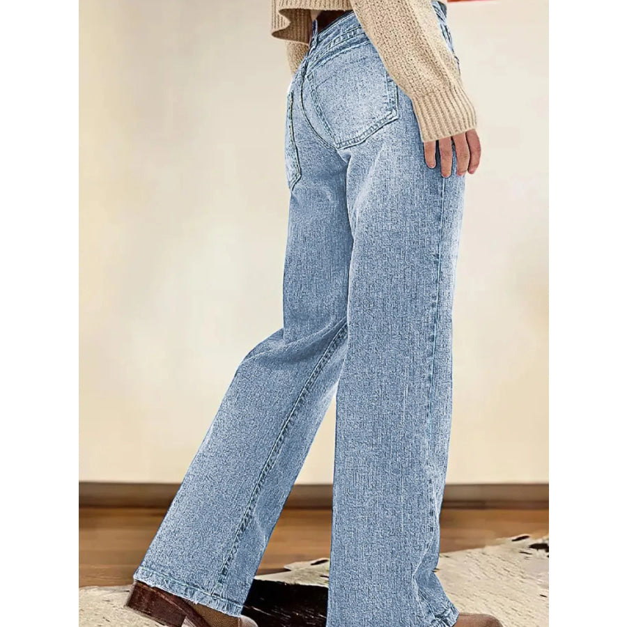 Vintage Wash Straight Leg Jeans Apparel and Accessories