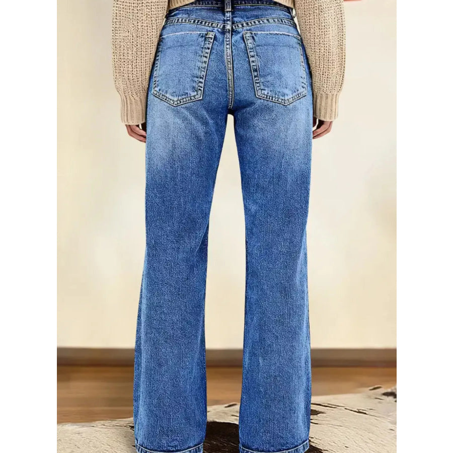 Vintage Wash Straight Leg Jeans Apparel and Accessories