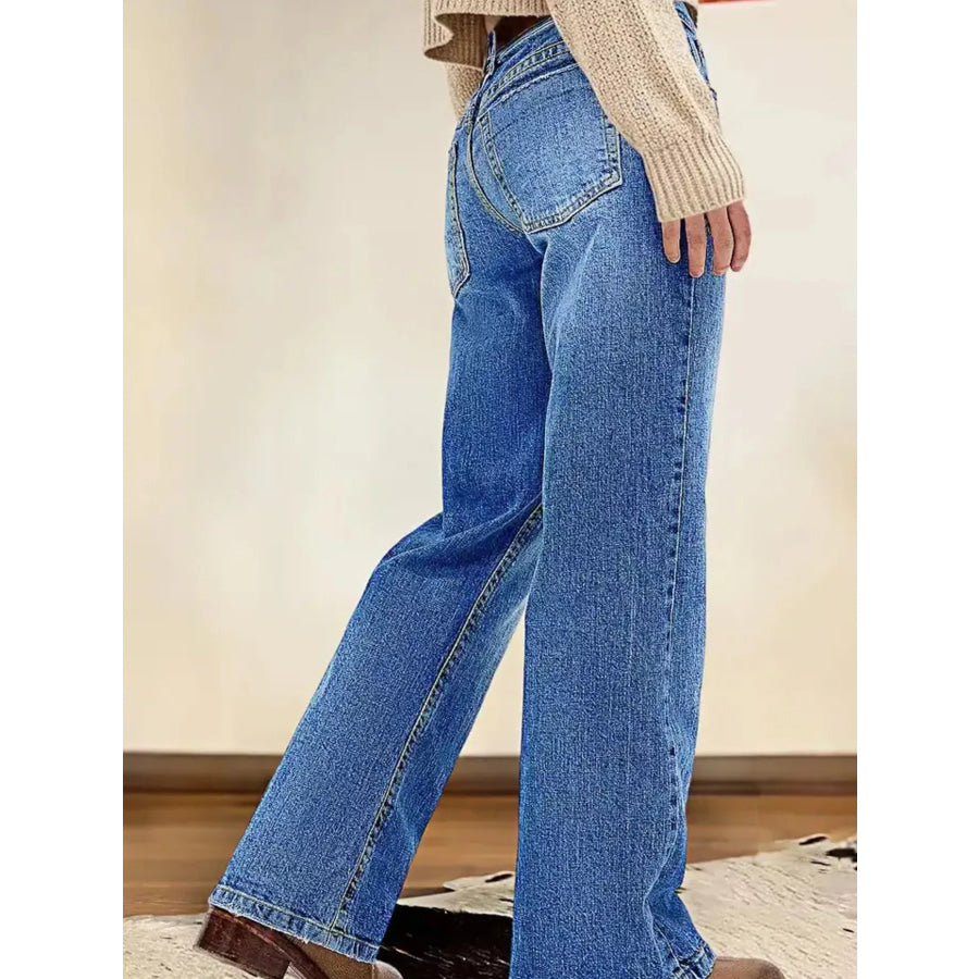 Vintage Wash Straight Leg Jeans Apparel and Accessories