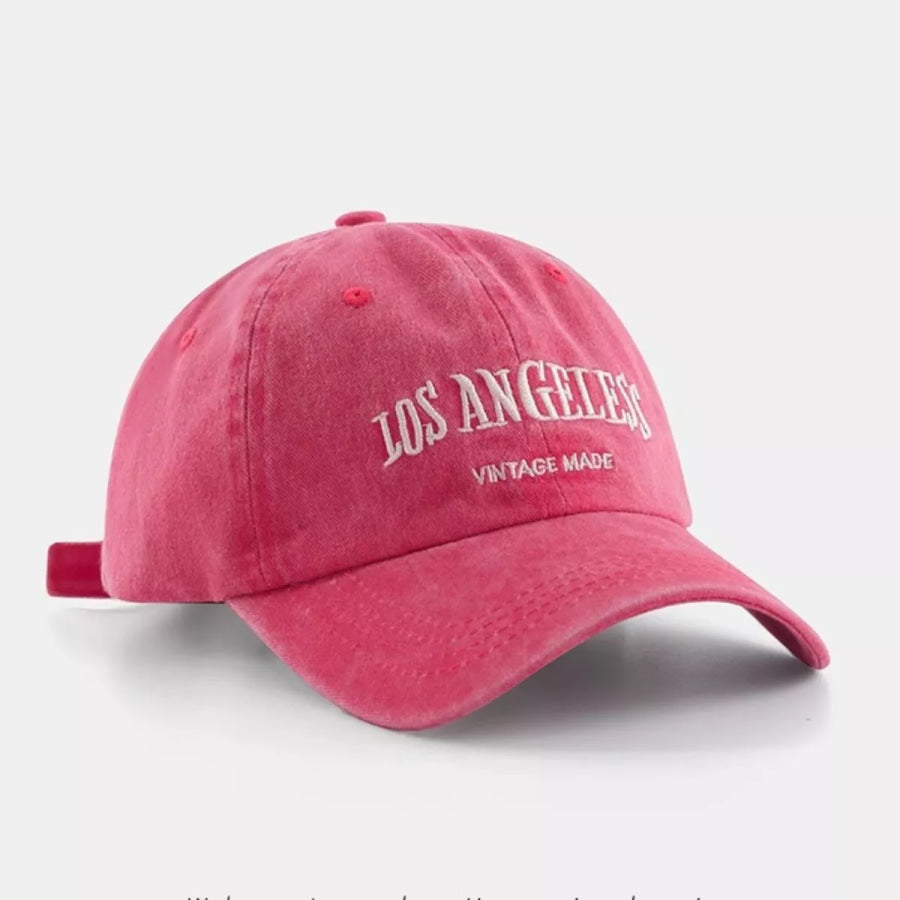 Vintage Washed Los Angeles Embroidered Baseball Cap Dark Pink / One Size Apparel and Accessories