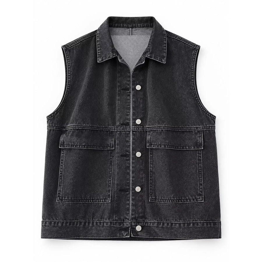 Vintage Washed Sleeveless Denim Jacket Vest Apparel and Accessories