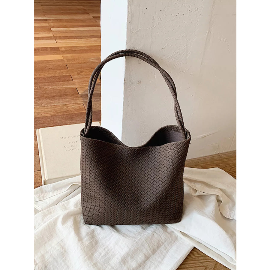 Vintage Woven Leather Shoulder Bag Brown / One Size Apparel and Accessories