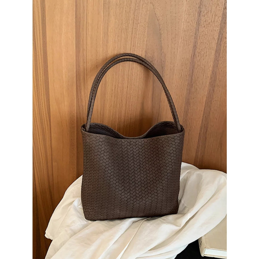 Vintage Woven Leather Shoulder Bag Brown / One Size Apparel and Accessories
