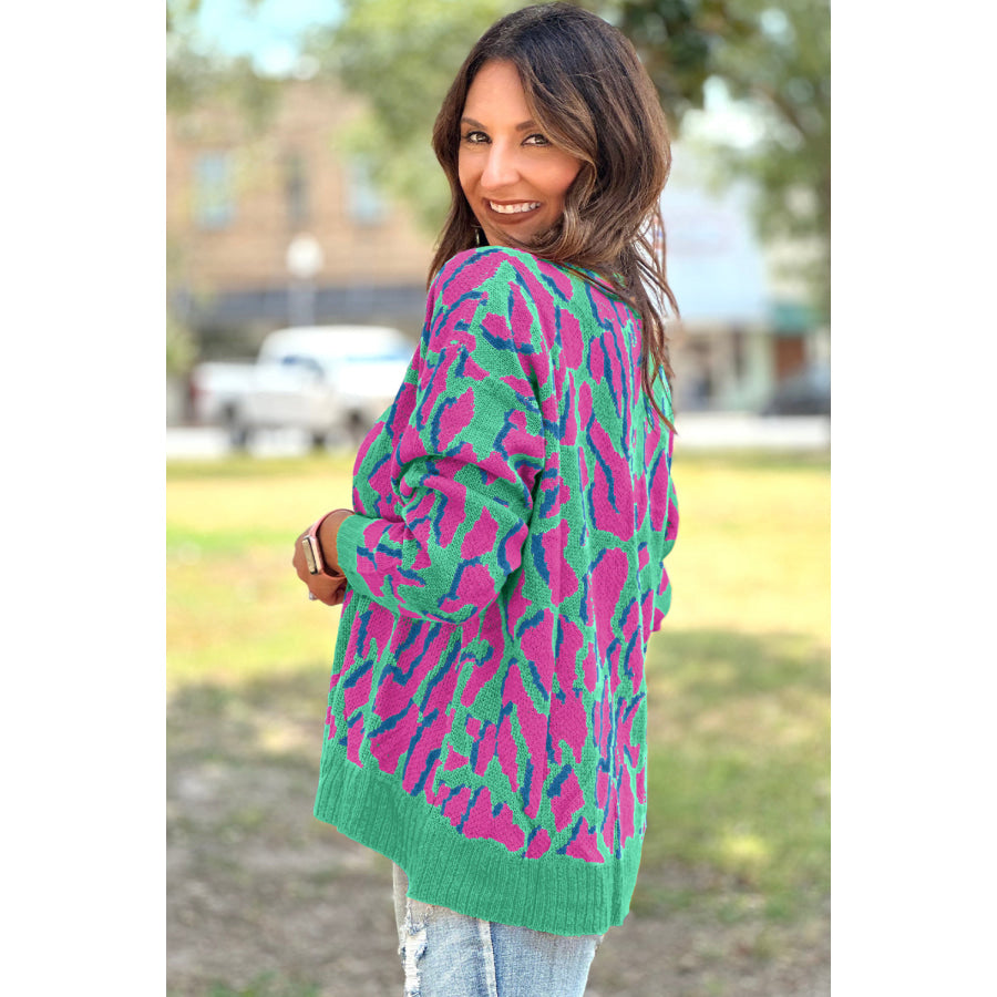 Vitality Orange Abstract Print Ribbed Trim Baggy Sweater Sale (50% OFF)/Sale (50% OFF)