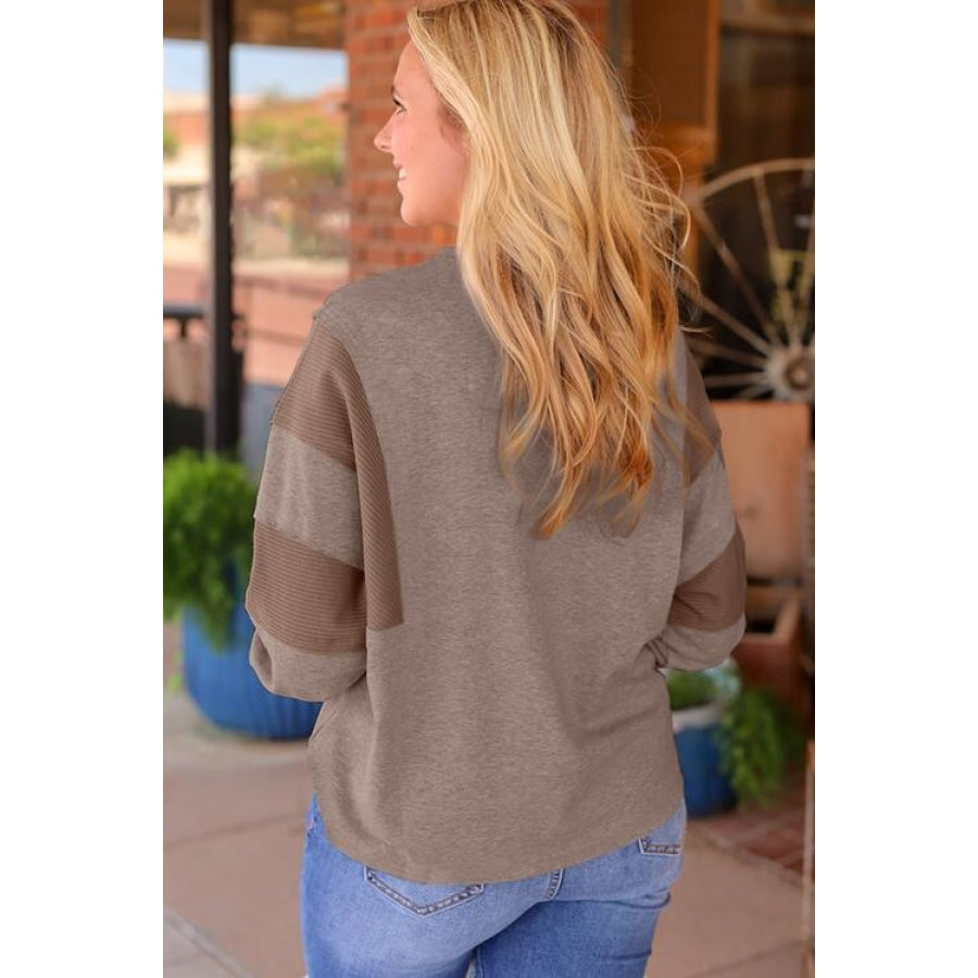 Waffle Buttoned Long Sleeve Top