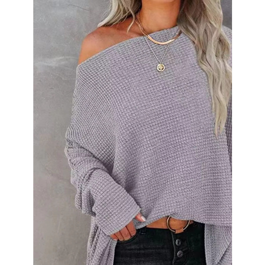 Waffle Knit Boat Neck T-Shirt Apparel and Accessories