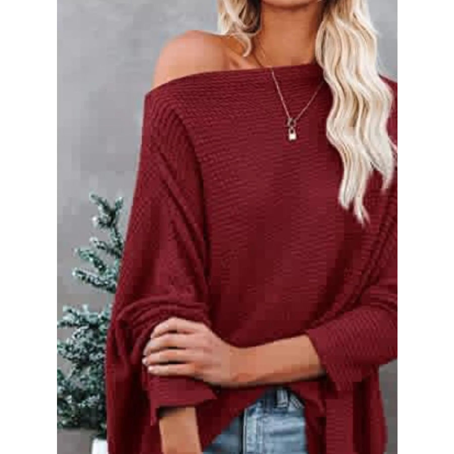 Waffle Knit Boat Neck T-Shirt Apparel and Accessories