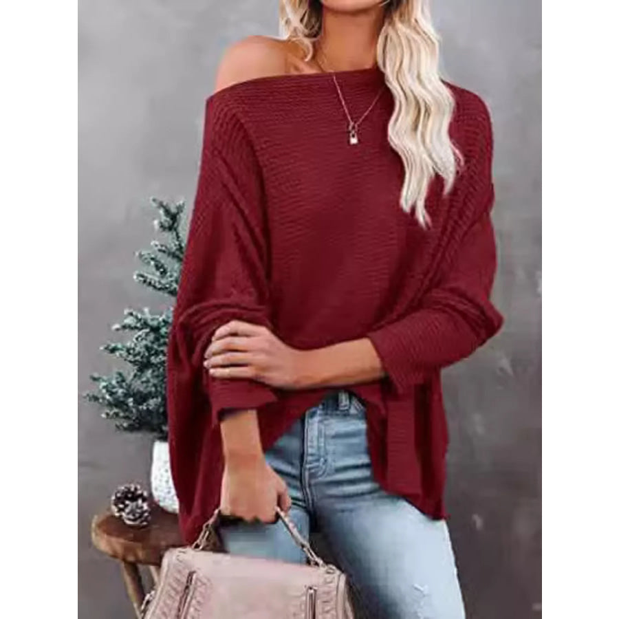Waffle Knit Boat Neck T-Shirt Apparel and Accessories