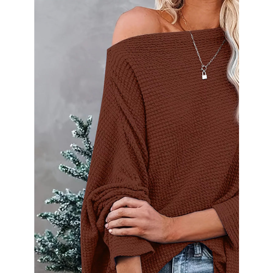 Waffle Knit Boat Neck T-Shirt Apparel and Accessories
