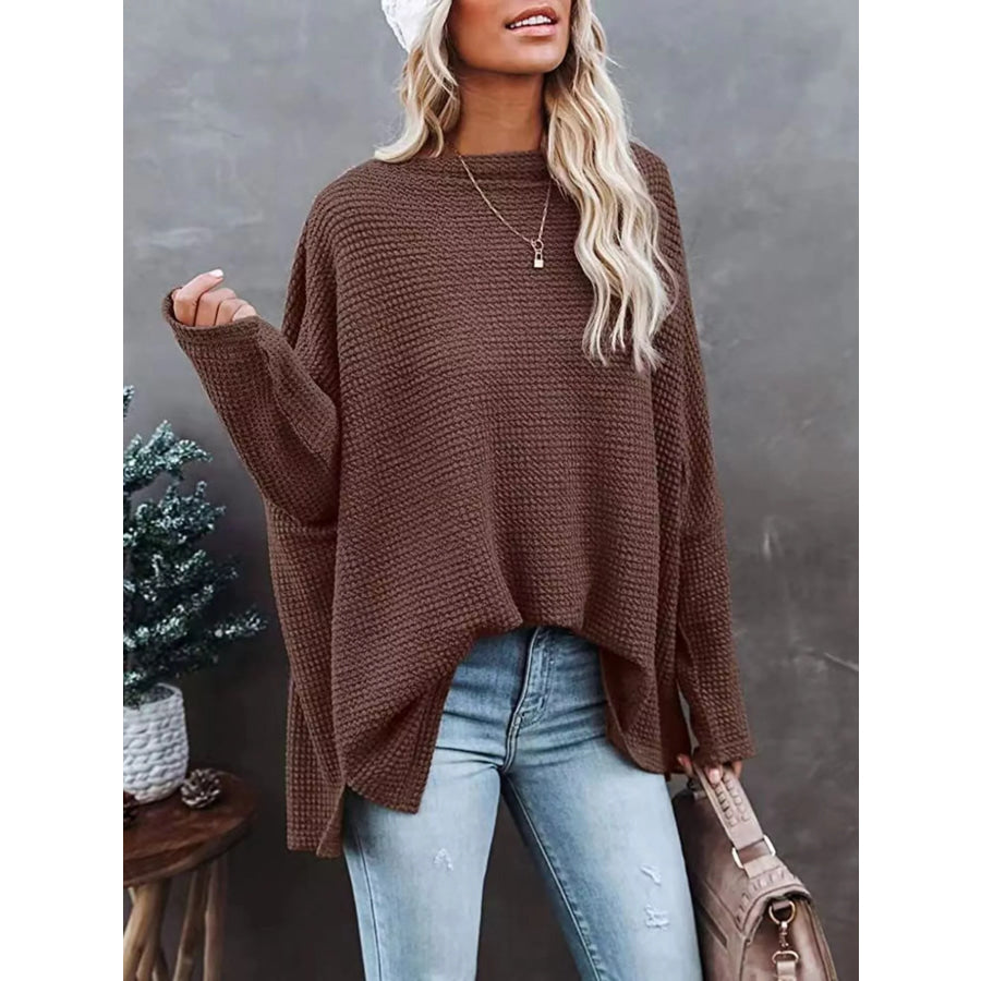 Waffle Knit Boat Neck T-Shirt Apparel and Accessories