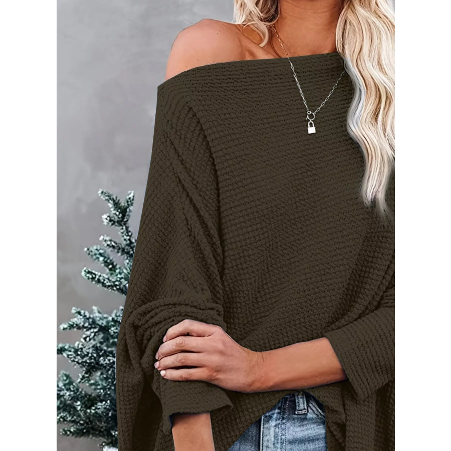 Waffle Knit Boat Neck T-Shirt Apparel and Accessories