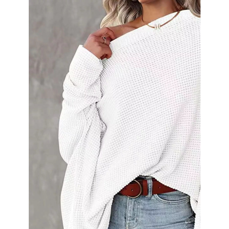 Waffle Knit Boat Neck T-Shirt Apparel and Accessories