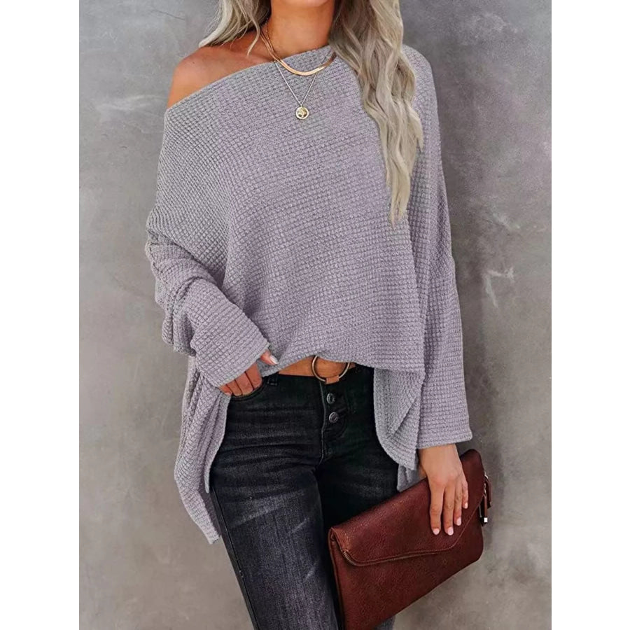 Waffle Knit Boat Neck T-Shirt Apparel and Accessories