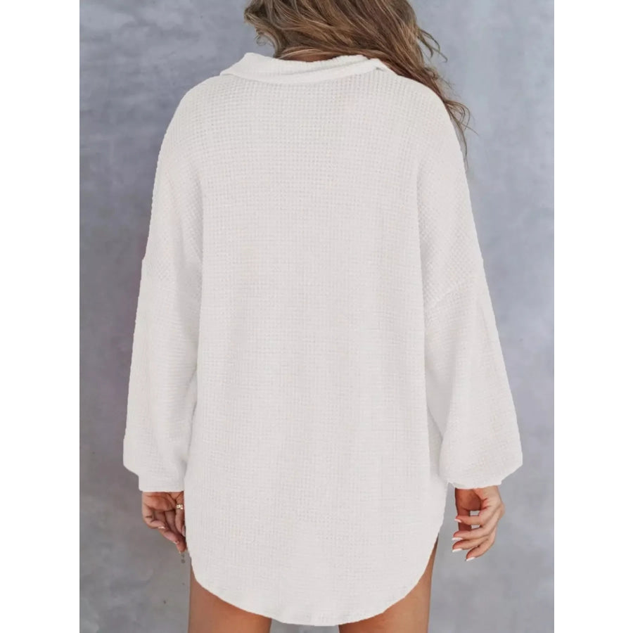 Waffle Knit Button Detail T-Shirt with Pocket Apparel and Accessories