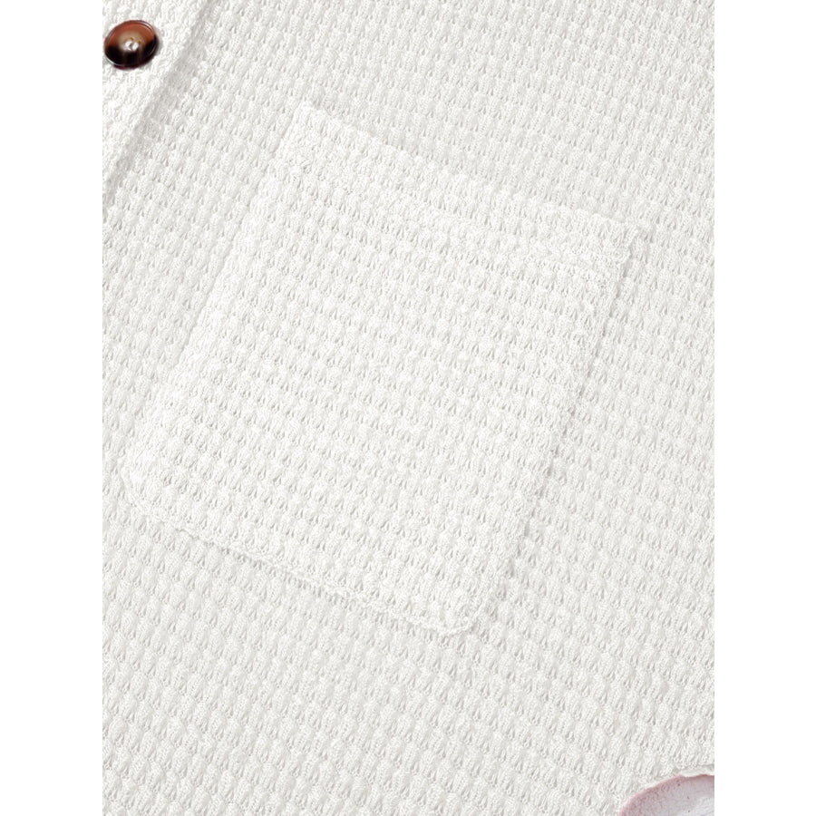 Waffle Knit Button Detail Top Apparel and Accessories