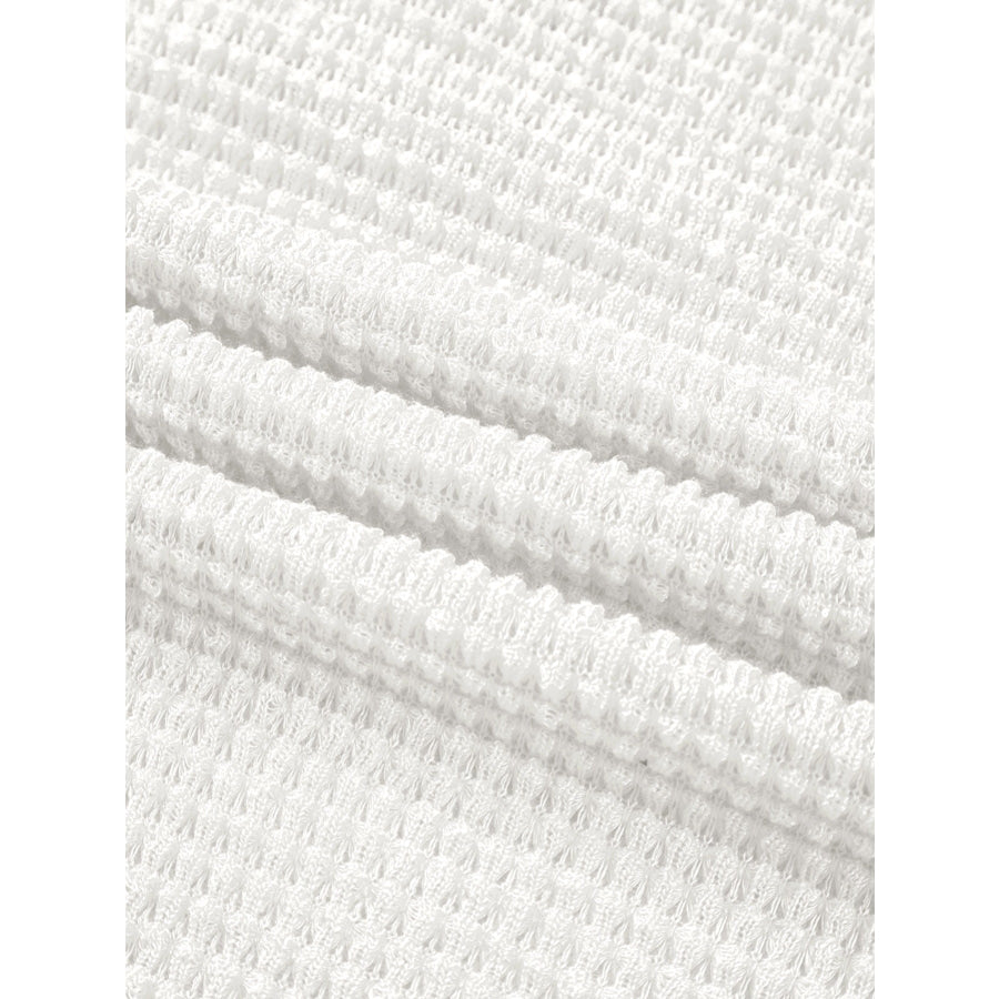 Waffle Knit Button Detail Top Apparel and Accessories