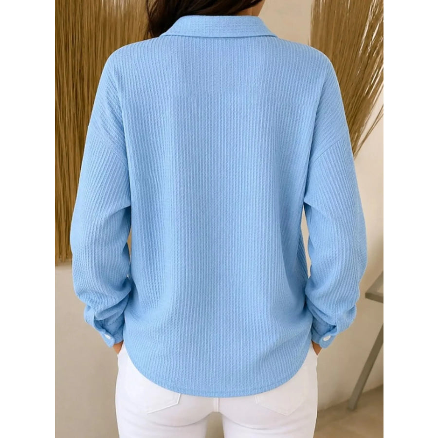 Waffle Knit Button-Down Shirt Apparel and Accessories