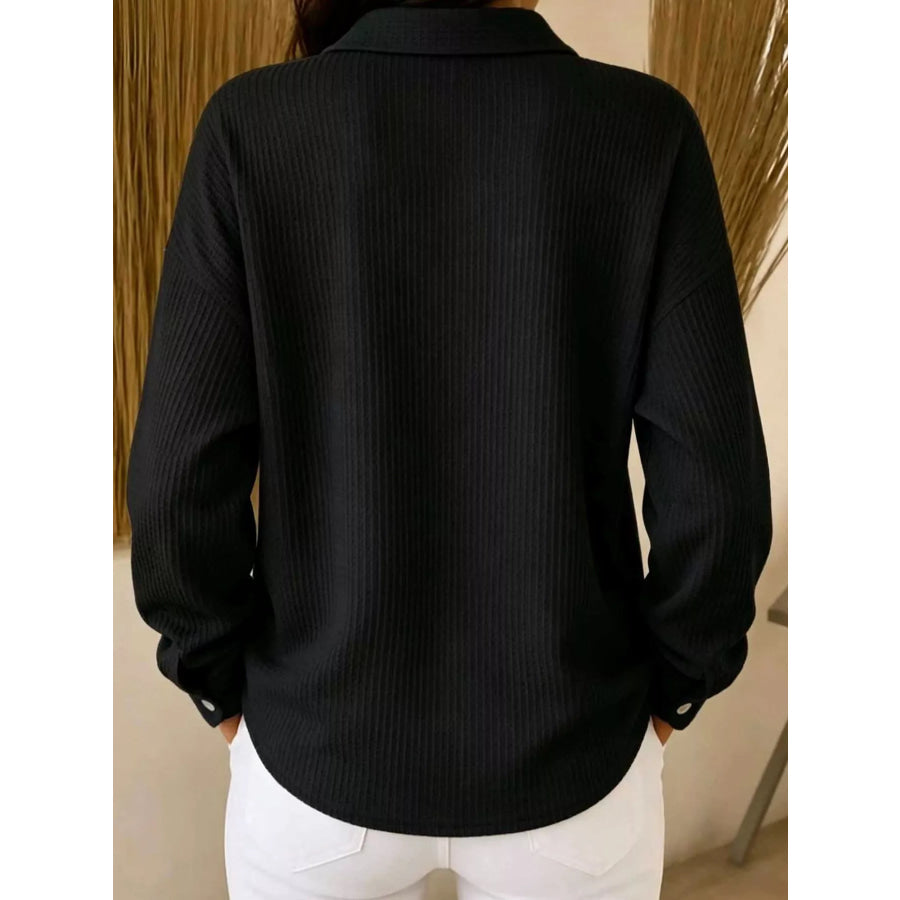 Waffle Knit Button-Down Shirt Apparel and Accessories