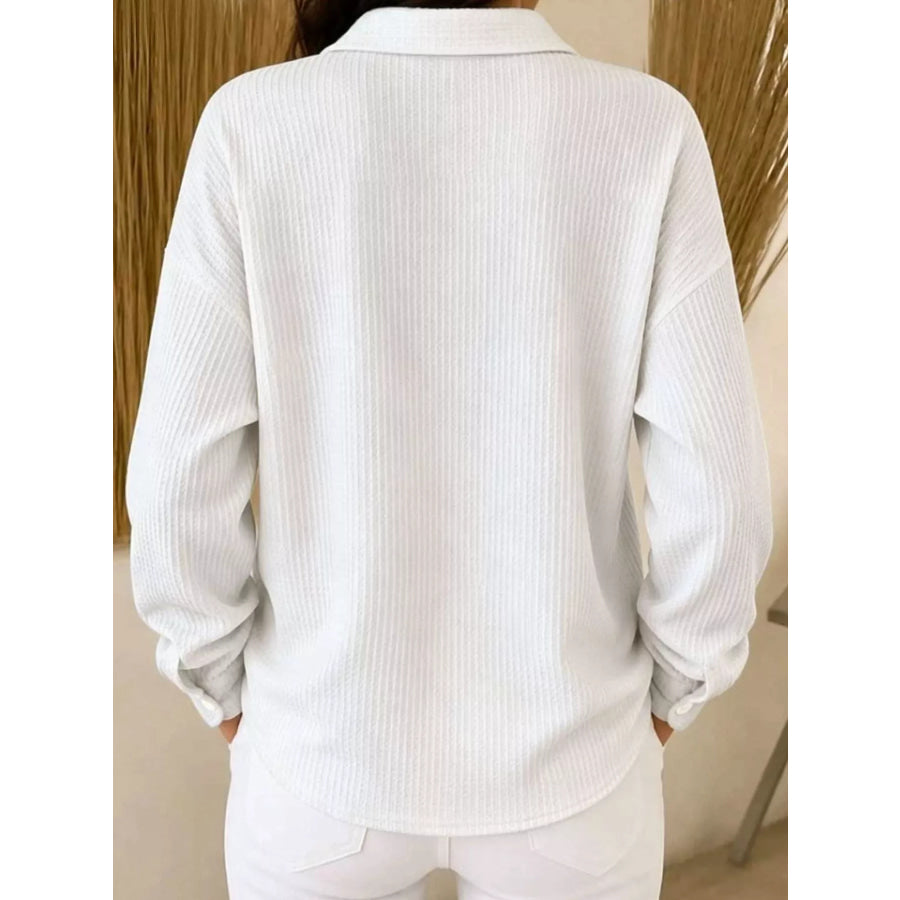 Waffle Knit Button-Down Shirt Apparel and Accessories