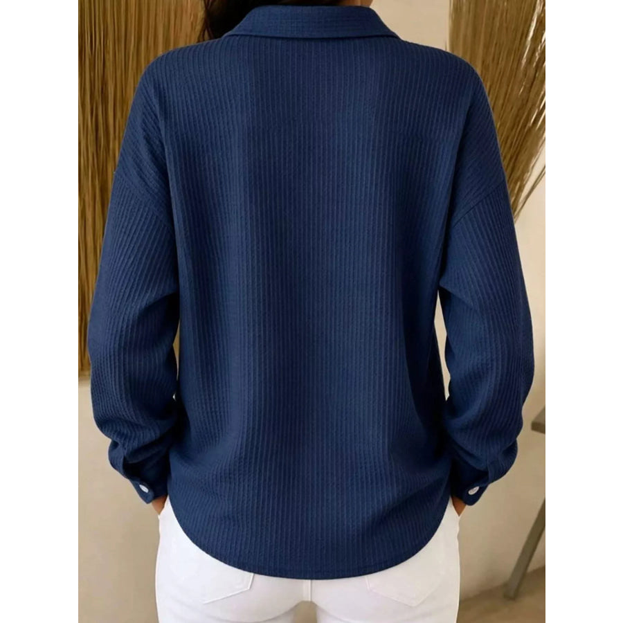 Waffle Knit Button-Down Shirt Apparel and Accessories