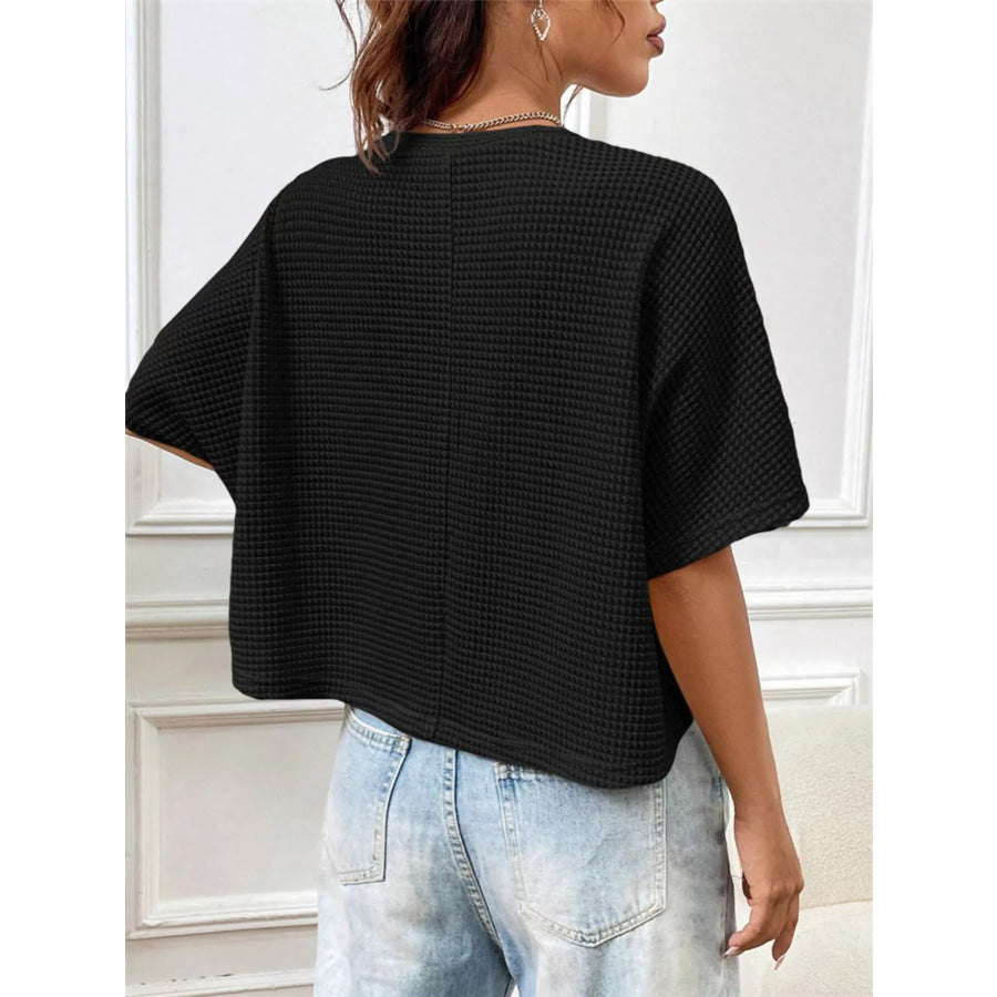 Waffle Knit Cropped T-Shirt Apparel and Accessories