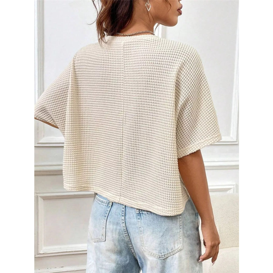 Waffle Knit Cropped T-Shirt Apparel and Accessories