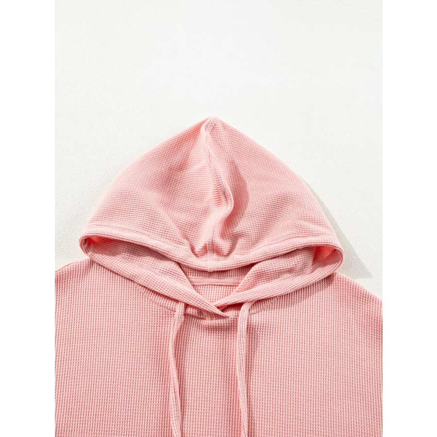 Waffle Knit Fleece Lined High Low Oversized Hoodie Apparel and Accessories