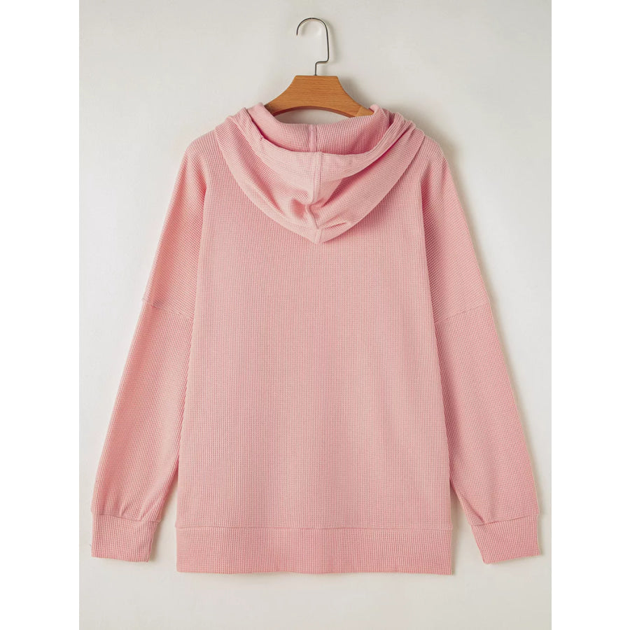 Waffle Knit Fleece Lined High Low Oversized Hoodie Apparel and Accessories