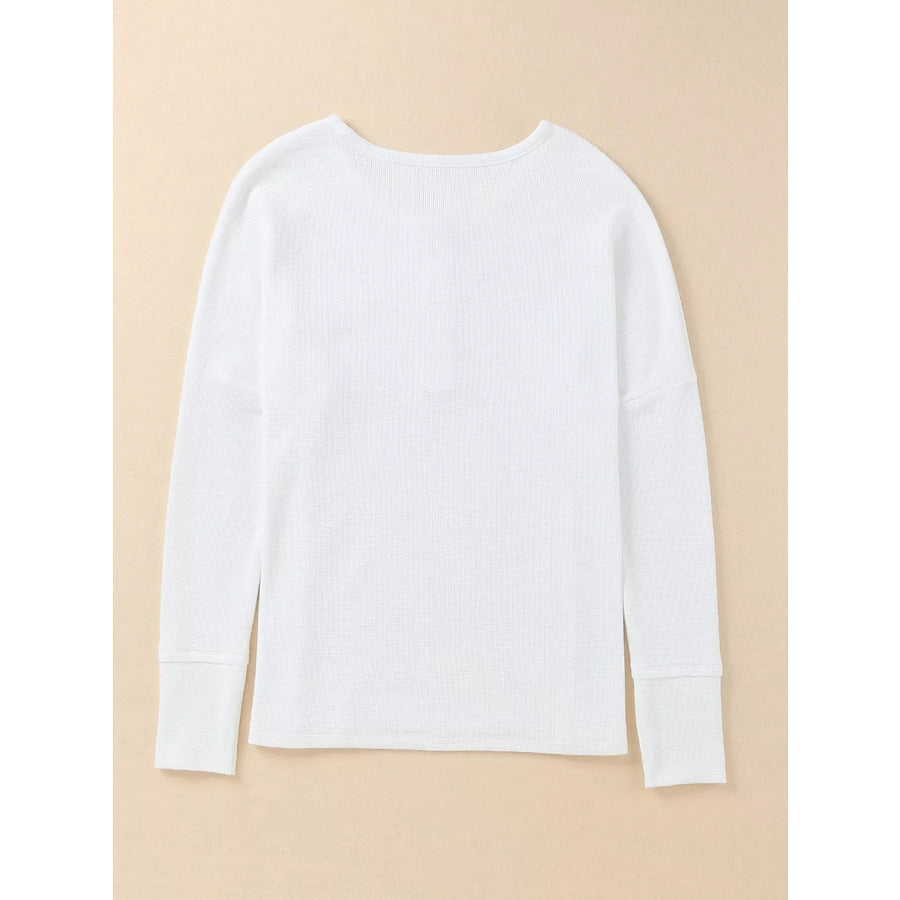Waffle Knit Henley Top Apparel and Accessories