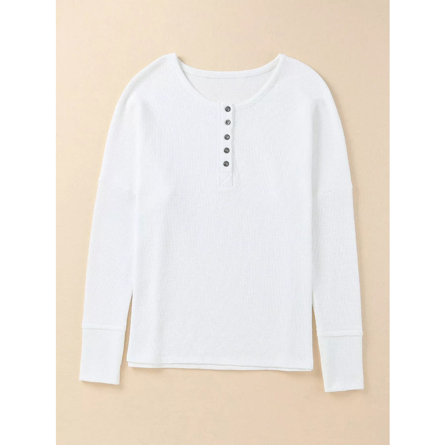 Waffle Knit Henley Top Apparel and Accessories