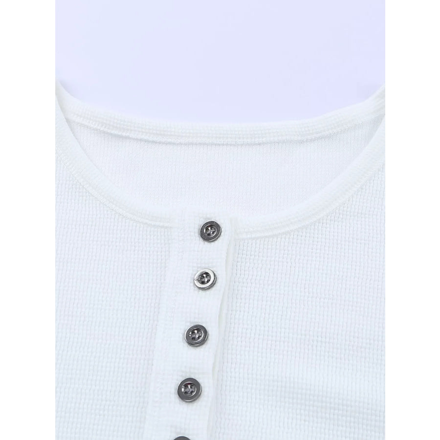 Waffle Knit Henley Top Apparel and Accessories