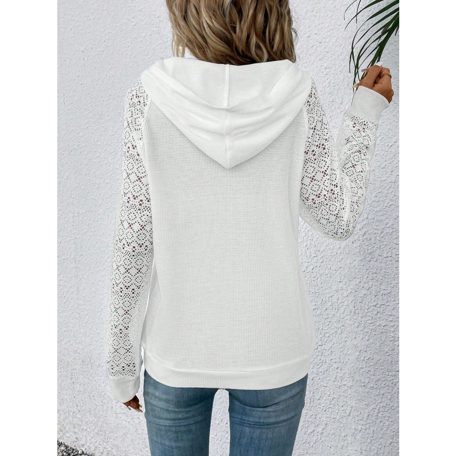 Waffle-Knit Long Sleeve Hoodie Apparel and Accessories