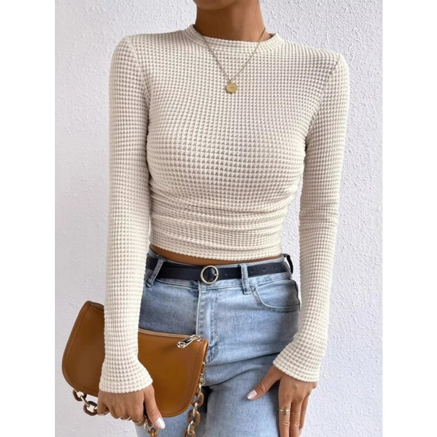 Waffle Knit Long Sleeve T-Shirt Apparel and Accessories