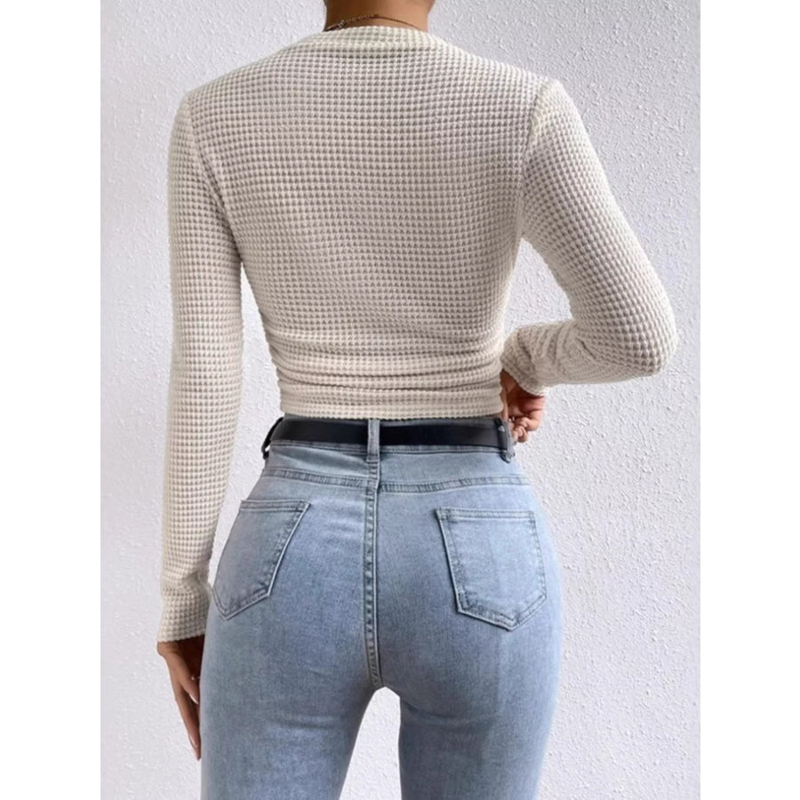 Waffle Knit Long Sleeve T-Shirt Apparel and Accessories