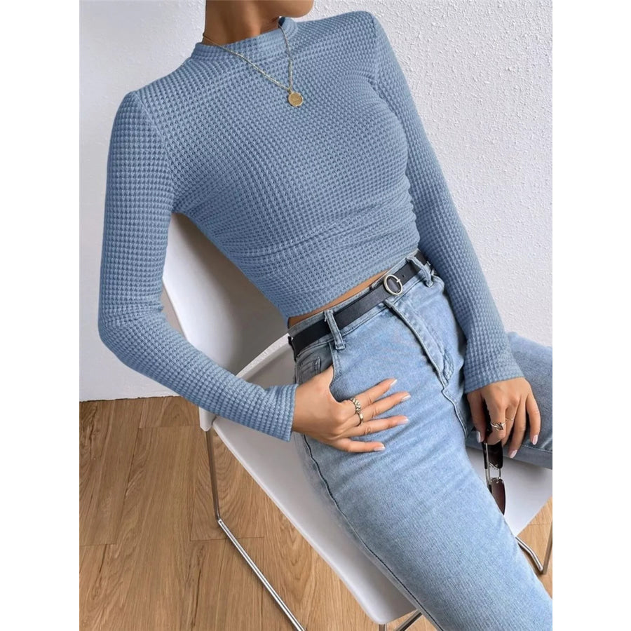 Waffle Knit Long Sleeve T-Shirt Apparel and Accessories