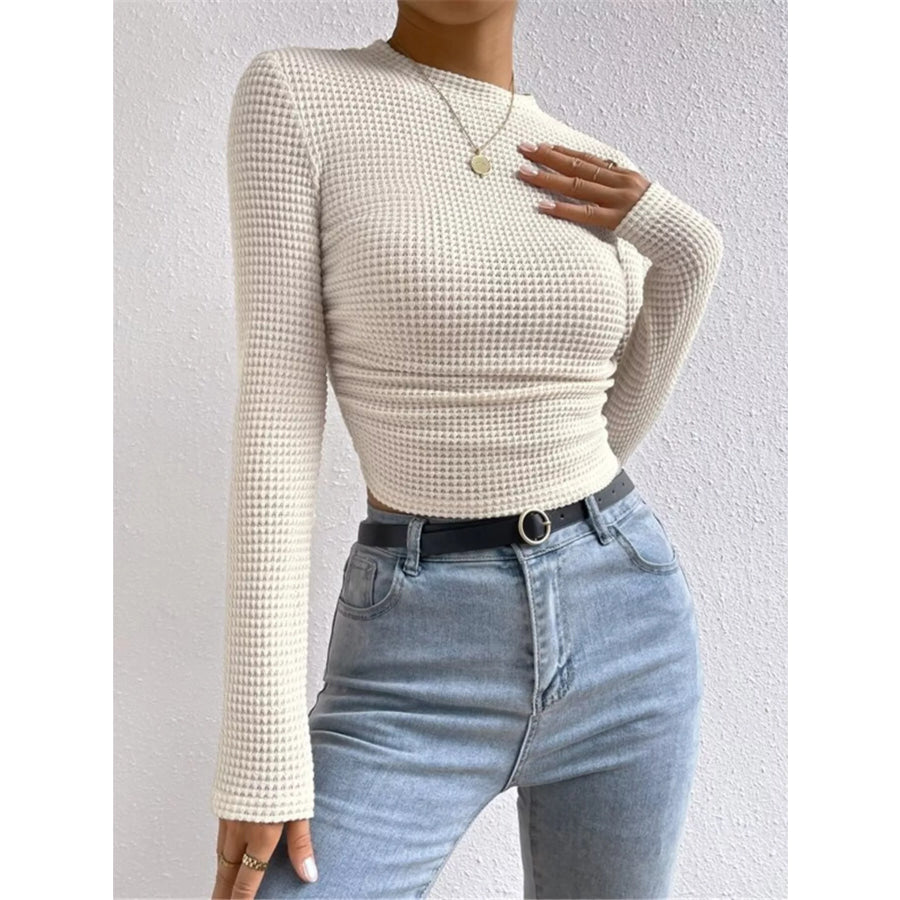 Waffle Knit Long Sleeve T-Shirt Apparel and Accessories