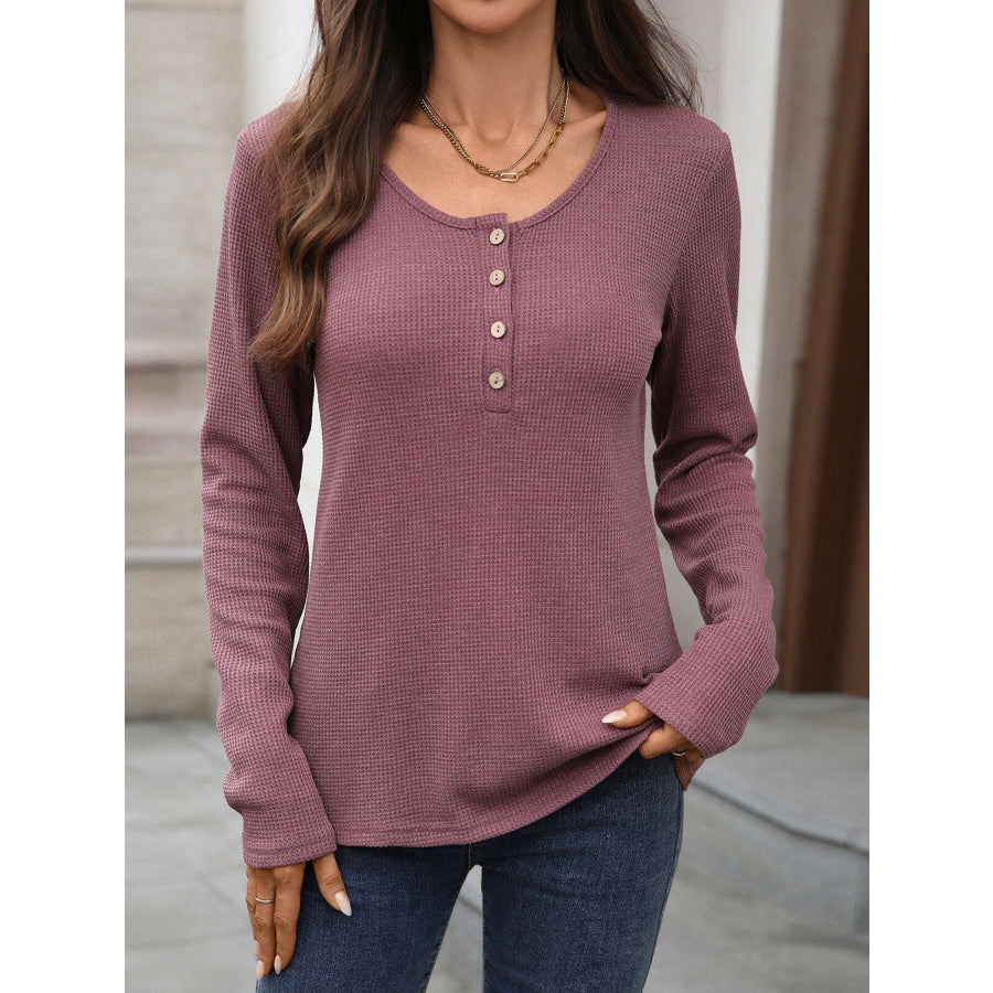 Waffle Knit Long Sleeve T-Shirt Apparel and Accessories
