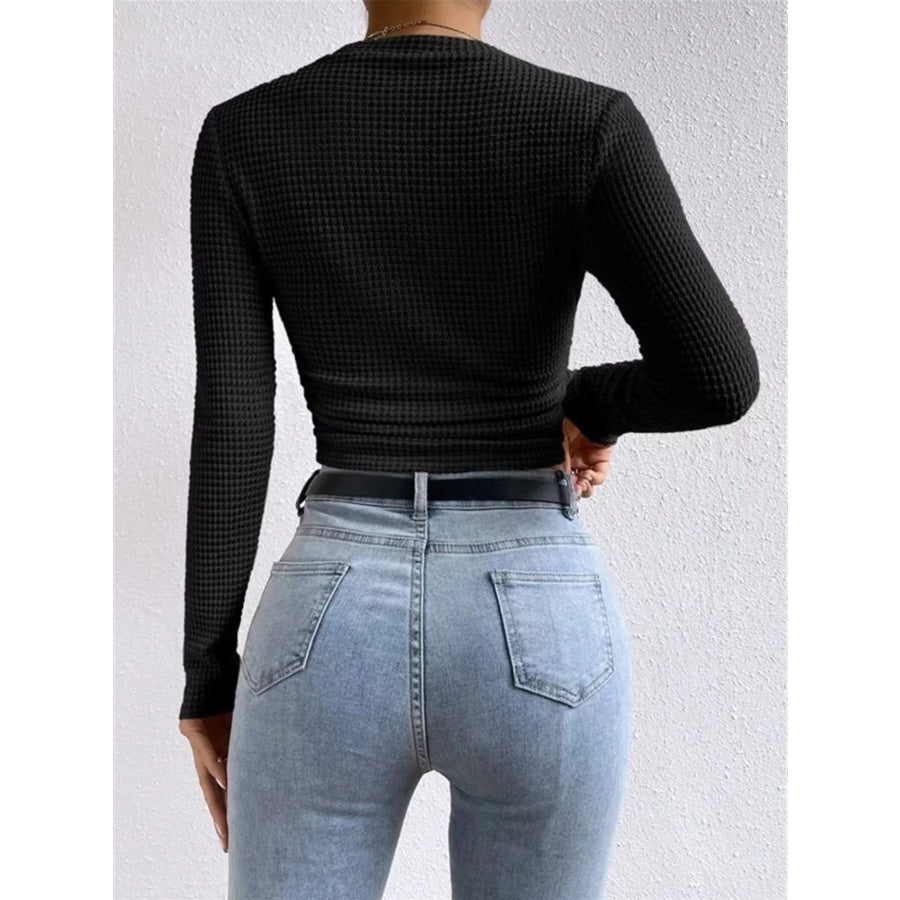 Waffle Knit Long Sleeve T-Shirt Apparel and Accessories