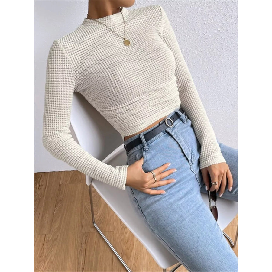 Waffle Knit Long Sleeve T-Shirt Apparel and Accessories