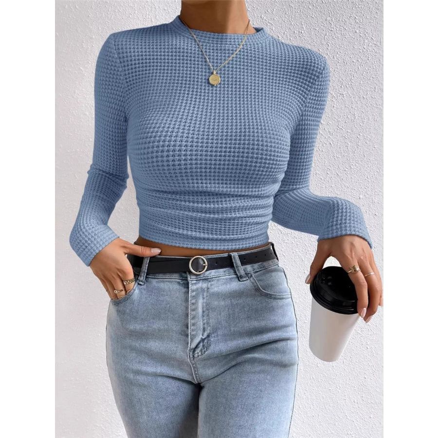 Waffle Knit Long Sleeve T-Shirt Apparel and Accessories