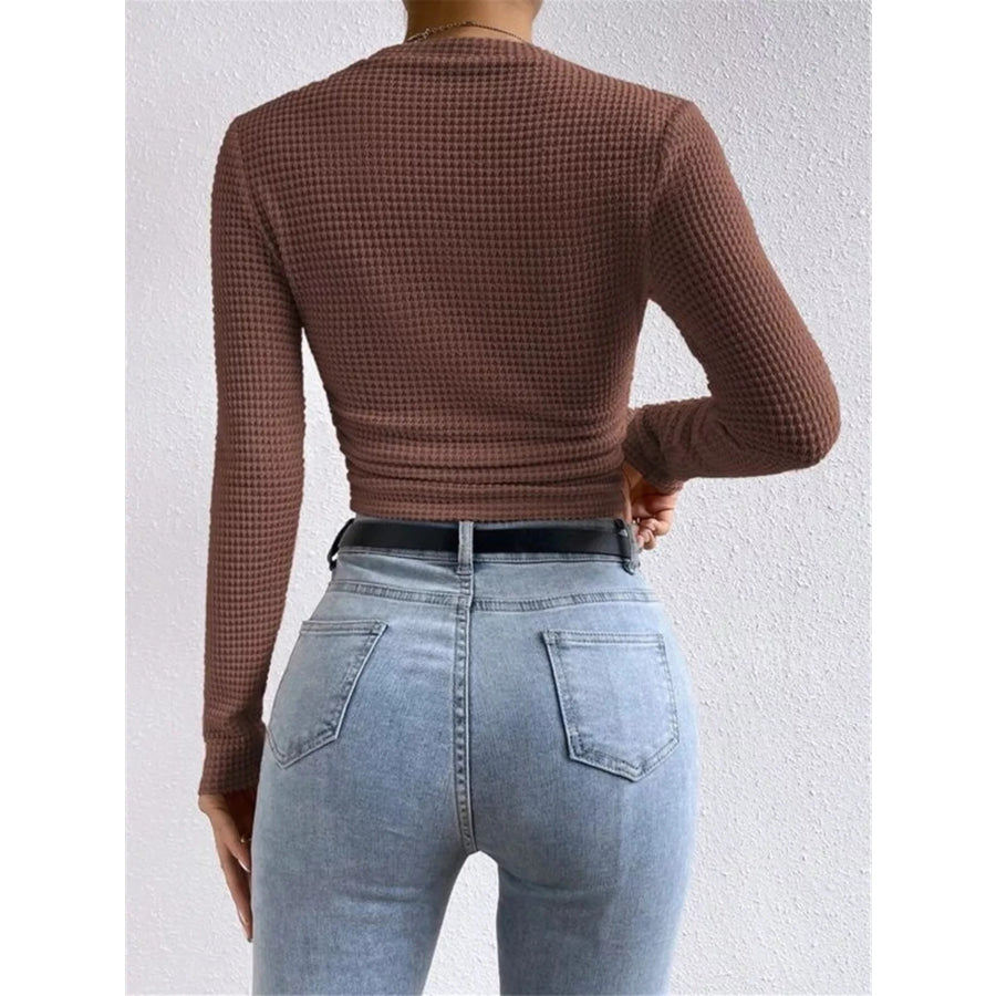 Waffle Knit Long Sleeve T-Shirt Apparel and Accessories