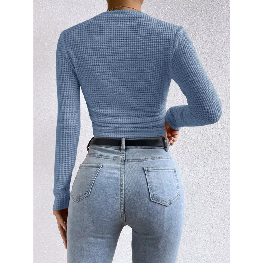 Waffle Knit Long Sleeve T-Shirt Apparel and Accessories