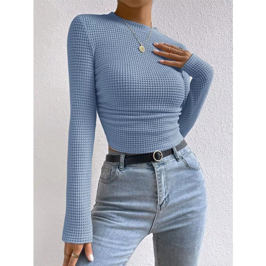 Waffle Knit Long Sleeve T-Shirt Apparel and Accessories